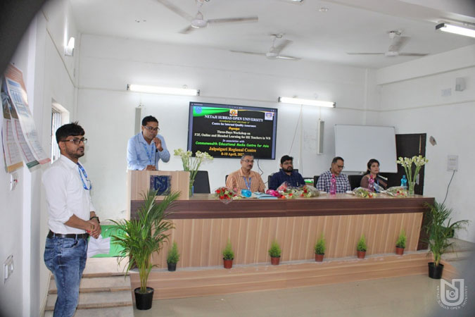 3-day workshop on 'F2F, Online and Blended Learning' at Jalpaiguri RC (supported by CEMCA & AAOU) on 08-10.04.2022.