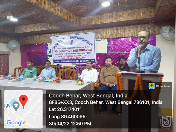 Director, SoH / Principal, Coochbehar College addressing at the Induction Meeting organized by Coochbehar College on 30.04.2022.