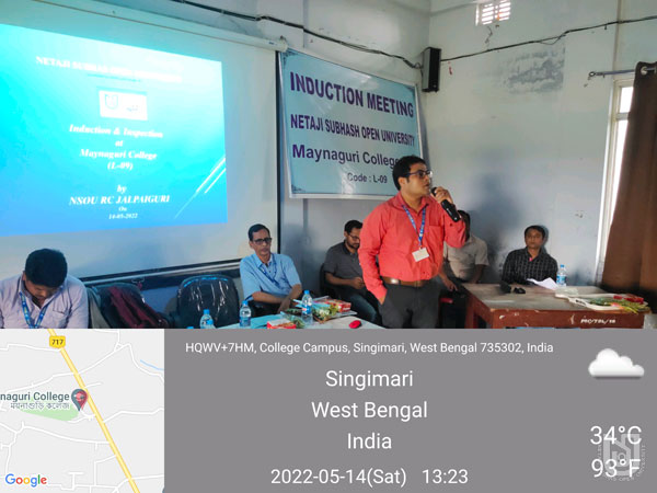 Inspection cum Induction Meeting at Maynaguri College on 14.05.2022.