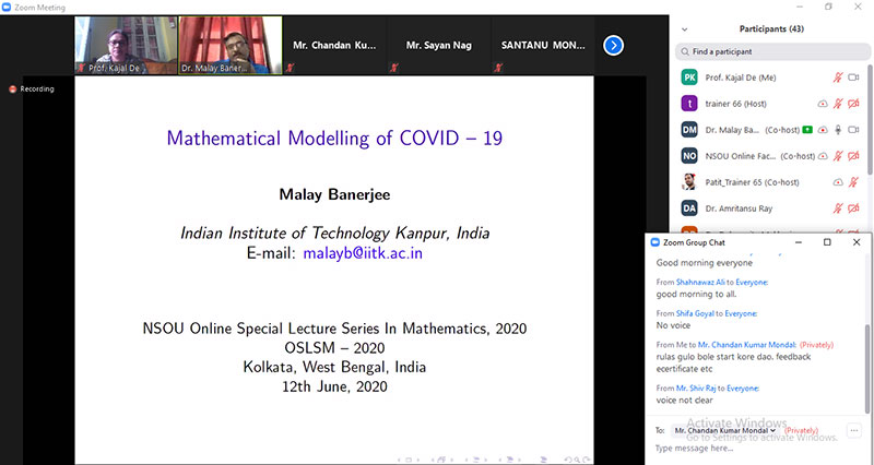 NSOU Online Special Lecture Series in Mathematics, 2020 (OSLSM-2020) | Phase-III | Lecture Codes: 03.A1 & 03.A2