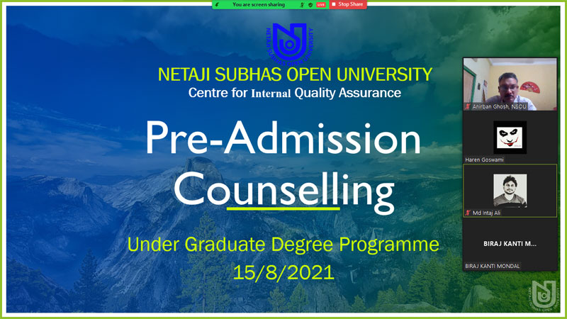 Pre-Admission Counselling of Under Graduate Degree Programme, 2021.