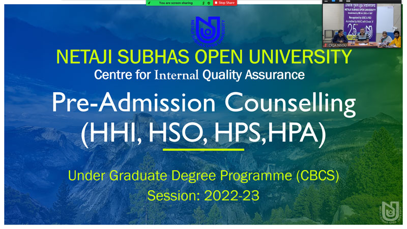 Pre-Admission Counselling of UGDP (CBCS) (HHI, HSO, HPS, HPA) for the session 2022-2023, on 25.08.2022.
