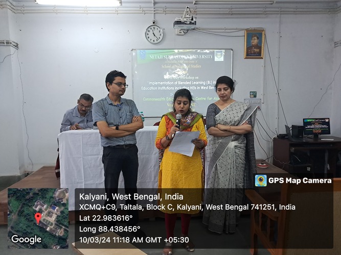 3-Day Workshop for Implementation of Blended Learning (BL) in Education Institutions including HEIs in West Bengal, 09-11.03.2024.