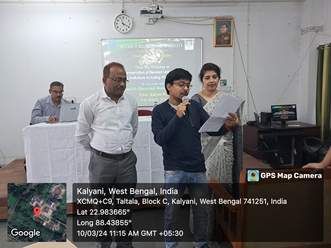 3-Day Workshop for Implementation of Blended Learning (BL) in Education Institutions including HEIs in West Bengal, 09-11.03.2024.