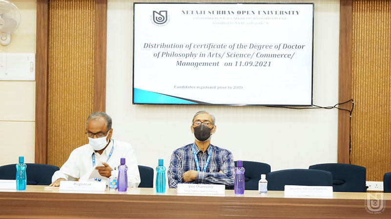 Distribution of Certificate of the Degree of Doctor of Philosophy in Arts/Science/Commerce/Management on 11.09.2021.