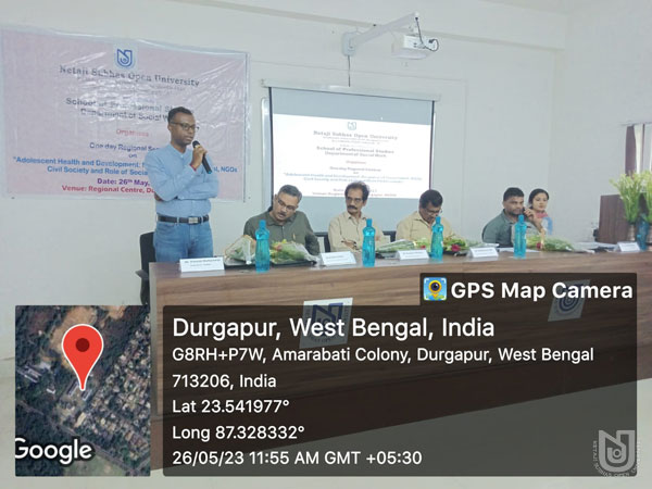 Regional Level Seminar on 'Adolescent Health and Development: Response of Government, NGOs, Civil Society and Role of Social Work Professionals' at Durgapur RC on 26.05.2023