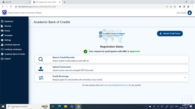 Review meeting for Creation of the Student Academic Bank of Credit (ABC) ID through DigiLocker portal for the ODLIs on 09.01.2023.