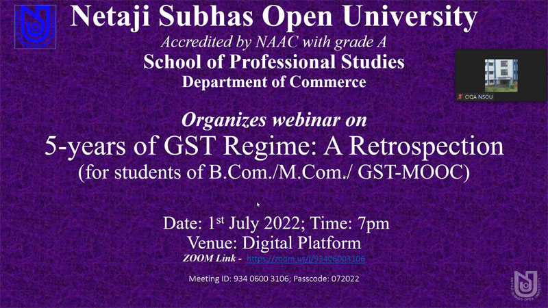 Webinar on 5 Years of GST Regime - A Retrospection on 01.07.2022