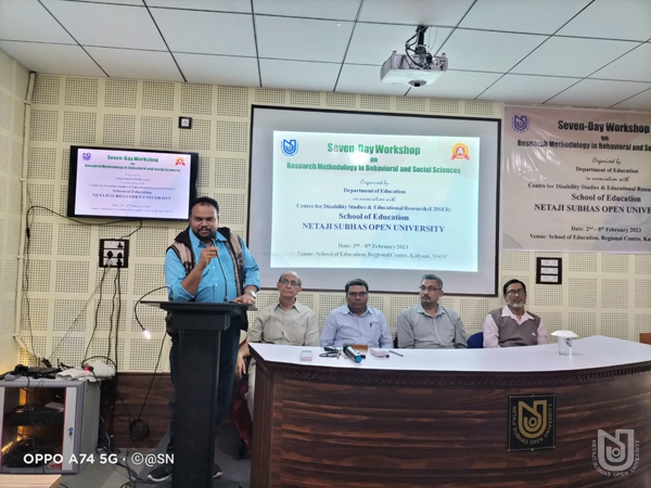 Valediction and closing of the 7 day Workshop on Research Methodology in Behavioral and Social Sciences, organized by Dept. of Education, at SoE Kalyani RC, on 08.02.2023.