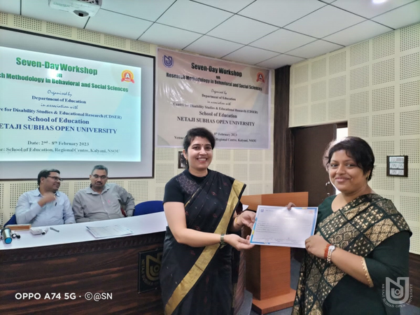 Valediction and closing of the 7 day Workshop on Research Methodology in Behavioral and Social Sciences, organized by Dept. of Education, at SoE Kalyani RC, on 08.02.2023.