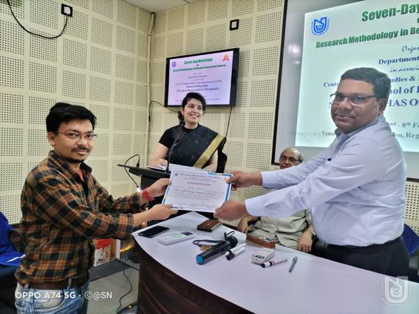 Valediction and closing of the 7 day Workshop on Research Methodology in Behavioral and Social Sciences, organized by Dept. of Education, at SoE Kalyani RC, on 08.02.2023.