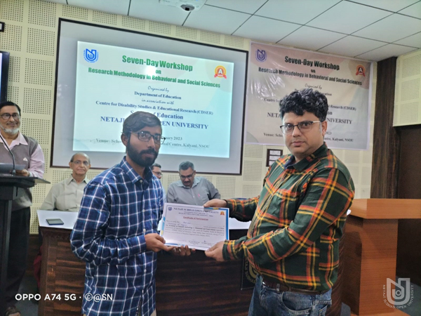 Valediction and closing of the 7 day Workshop on Research Methodology in Behavioral and Social Sciences, organized by Dept. of Education, at SoE Kalyani RC, on 08.02.2023.