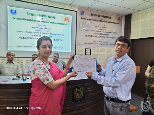 Valediction and closing of the 7 day Workshop on Research Methodology in Behavioral and Social Sciences, organized by Dept. of Education, at SoE Kalyani RC, on 08.02.2023.