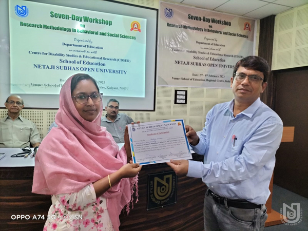 Valediction and closing of the 7 day Workshop on Research Methodology in Behavioral and Social Sciences, organized by Dept. of Education, at SoE Kalyani RC, on 08.02.2023.