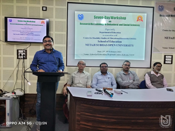 Valediction and closing of the 7 day Workshop on Research Methodology in Behavioral and Social Sciences, organized by Dept. of Education, at SoE Kalyani RC, on 08.02.2023.