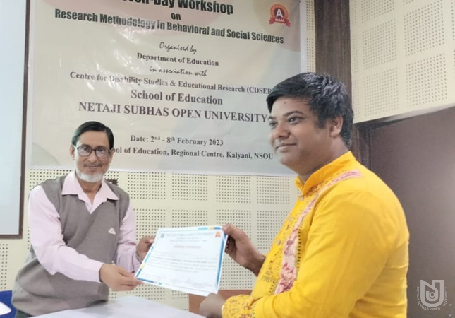 Valediction and closing of the 7 day Workshop on Research Methodology in Behavioral and Social Sciences, organized by Dept. of Education, at SoE Kalyani RC, on 08.02.2023.